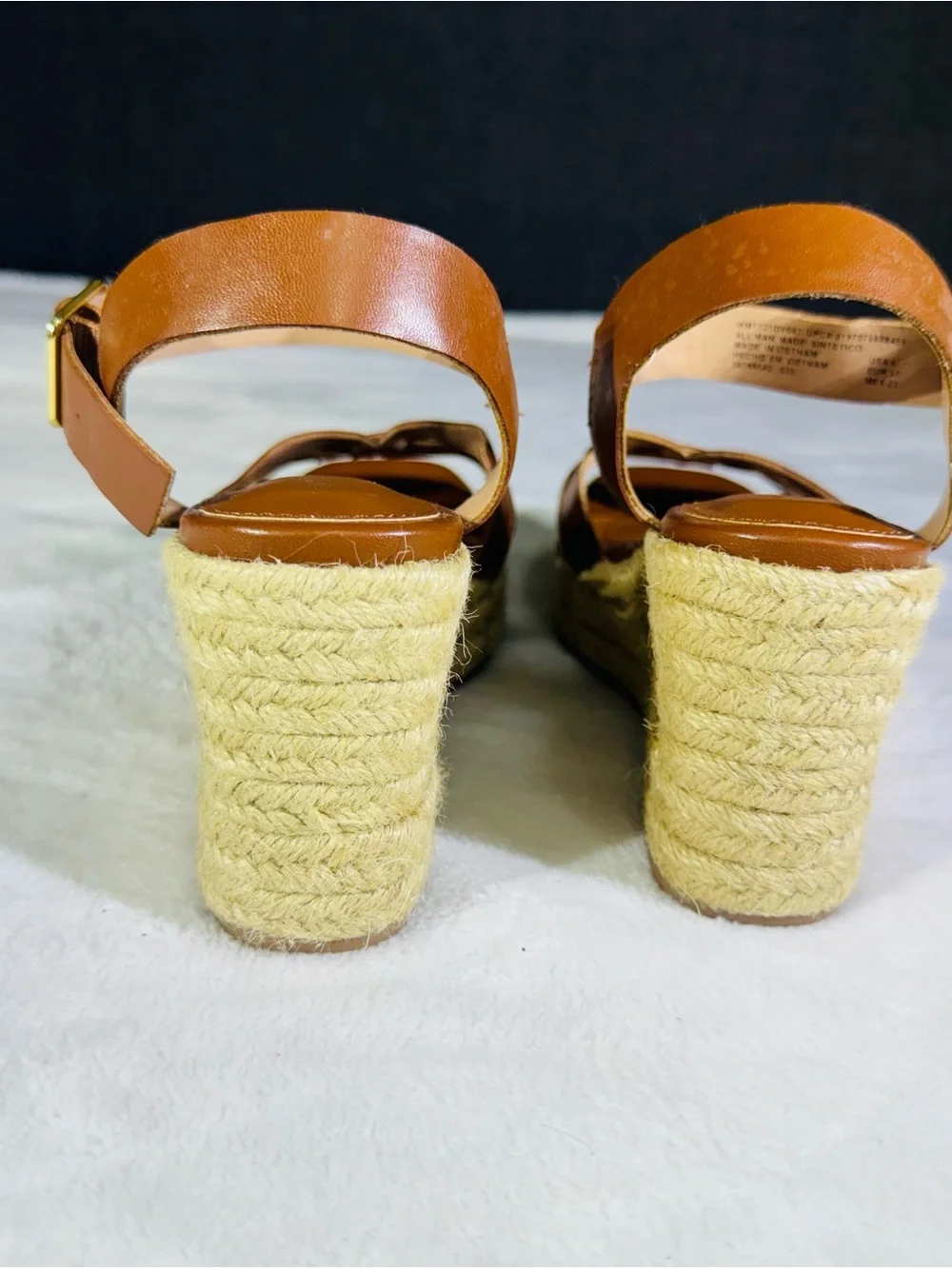 Time and Tru Tan Brown Espadrille Wedge Sandals with Ankle Strap